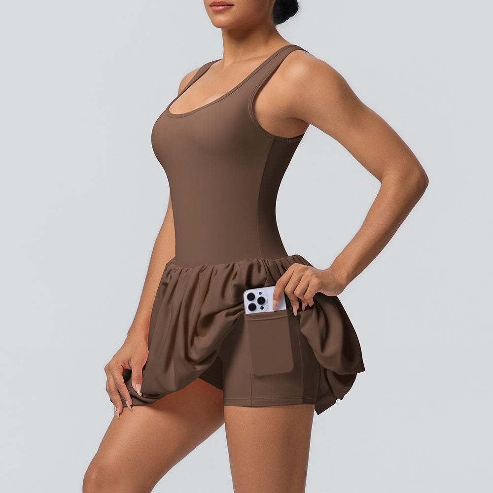 fashionnew arrival nude fake two-piece sports dress fashion tape bottom outdoor running fitness tennis skirt
