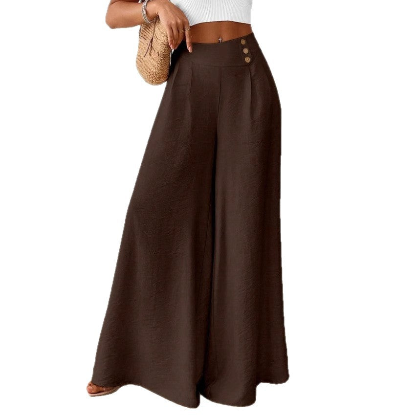 independent station new arrival cross-border fashionelegance mid-waist wide-leg pants pants