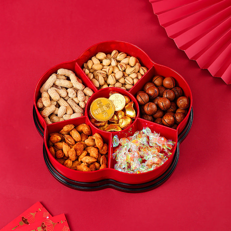 Chinese lace candy box Chinese New Year dried fruit box fruit plate snack storage box New Year's grid nut box wholesale