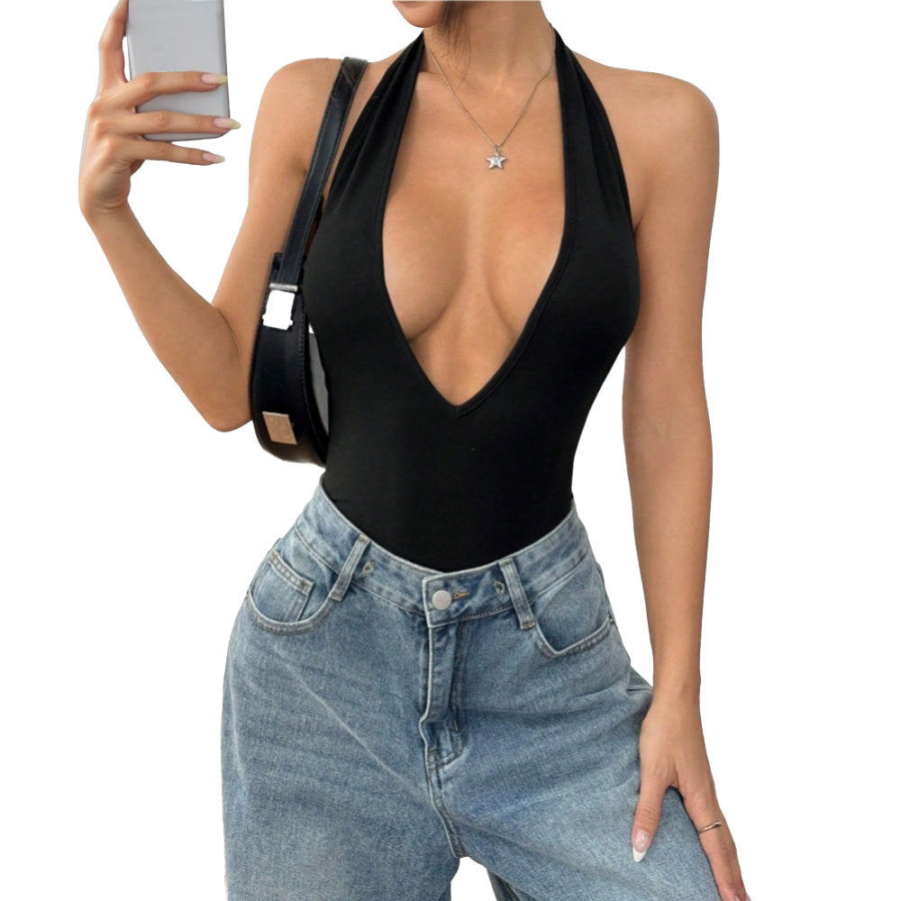 tk european and american sexy halter bodysuit - new spring/summer hot girl open-back tapered bodysuit