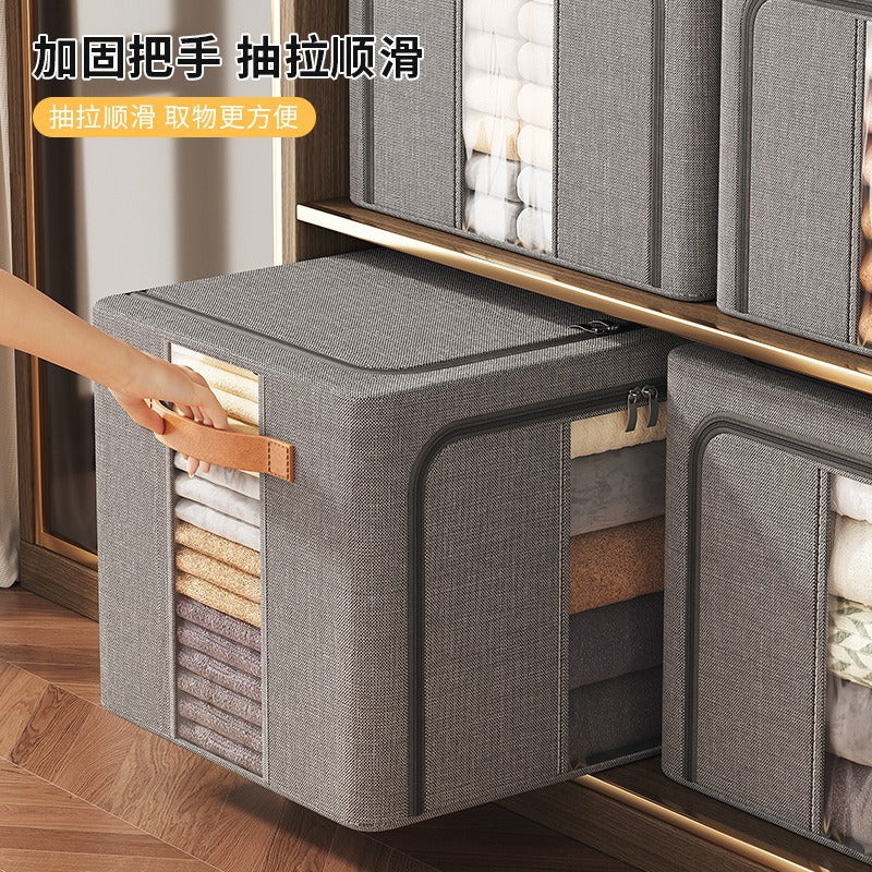 Cationic double window steel frame box fabric storage box household clothes sundries toy storage storage wardrobe finishing box