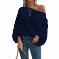 Amazon us & europe fashion independent store  winter new off-the-shoulder satin blouse - loose, asymmetrical top