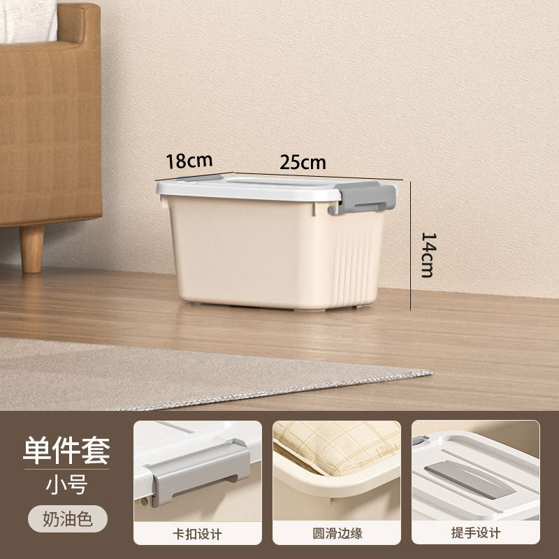 New Plastic Storage Box Cream Wind Large Capacity Extra Large Household Student Books Clothes Quilts Household Organizing Box