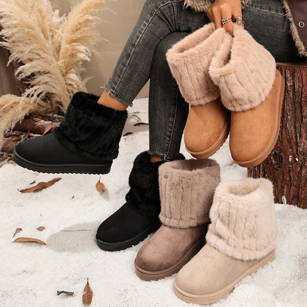 Exportfashionplus size cuffed stuffed mouth thick sole snow boots for women winternew arrivalfleece-linedthickened slip-on cotton boots