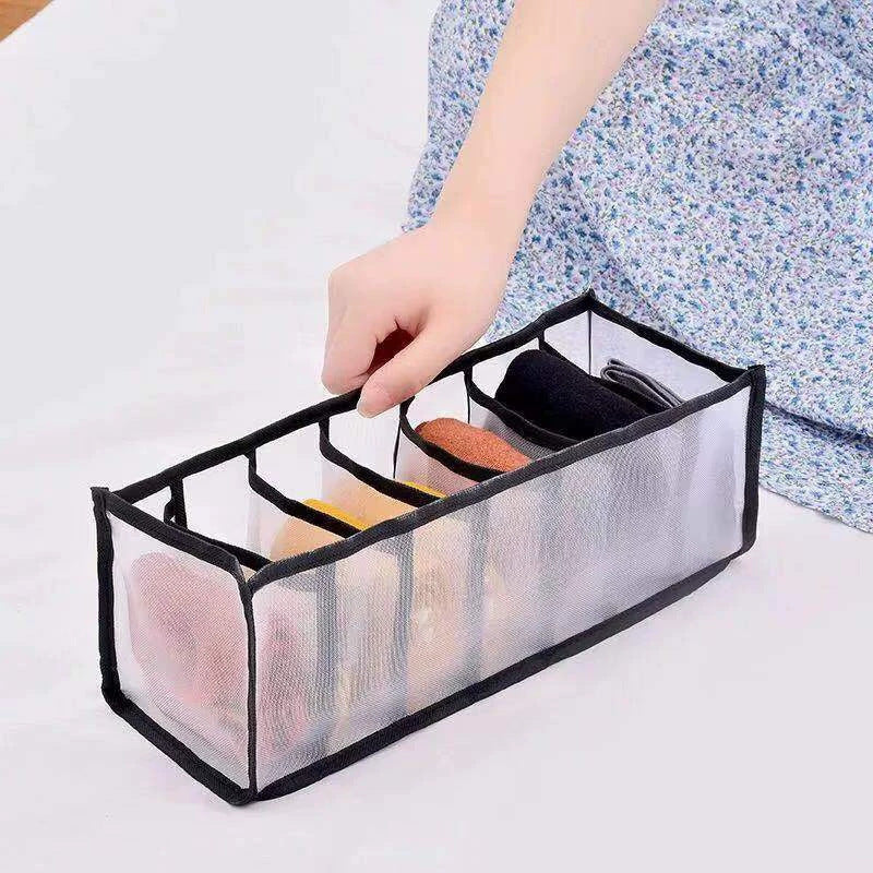Cross-border mesh grid underwear storage box wardrobe drawer storage artifact finishing bag socks underwear multi-grid storage