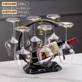 Wine tasting glass 590ml + marble pattern "peaceful deer" wine rack