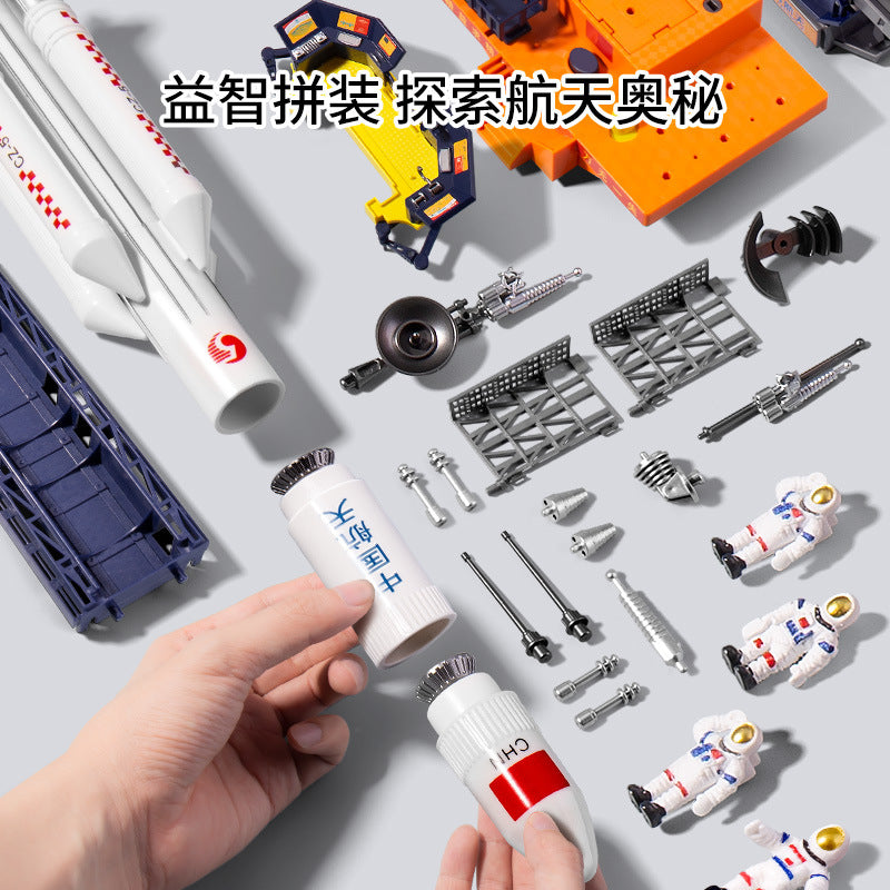 Kids rocket space shuttle toy long march 5 tiangong space station spaceship lunar rover assemble model