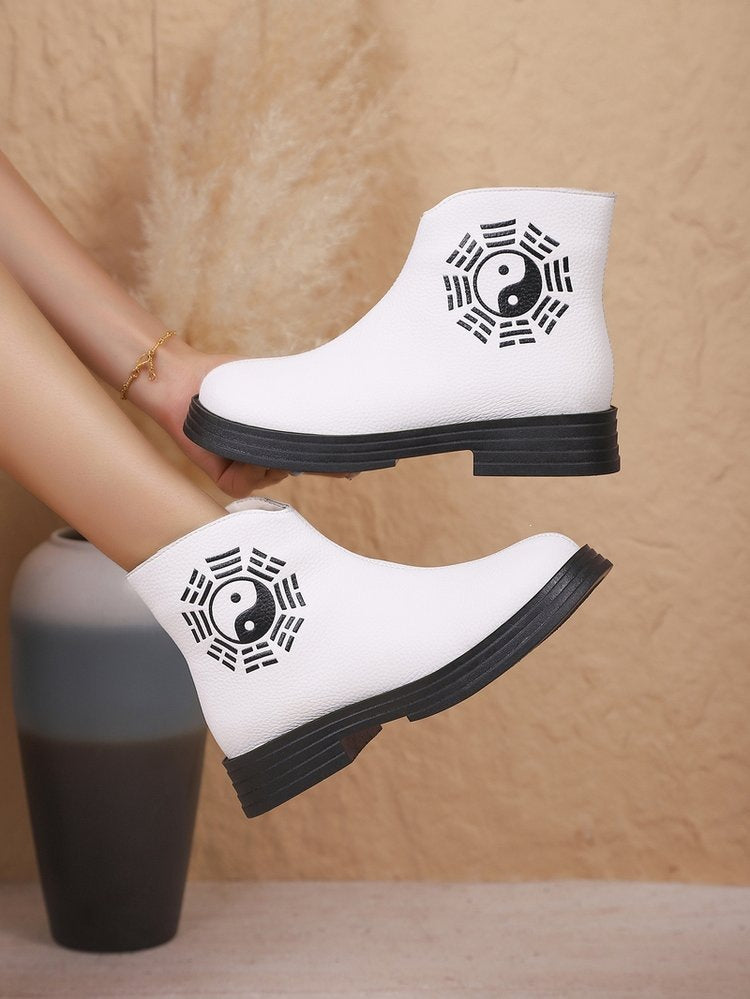 plus sizenew arrival chinese style tai chi bagua diagram retroflatsfleece-linedheattech side zipper short boots