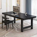 Modern minimalist extra-thick solid wood computer desk for office, living room, home desktop, study, rectangular rounded corner desk