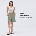 Summercasualstraight-legshorts women's pure colorhigh waistslimming lookhalf length pantsloose wide leg suit pantsd26025