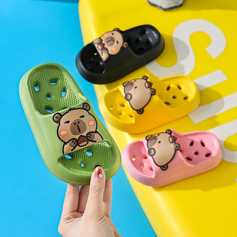 Slippers kidsbath bathroom slippers summer boys and girls cut out leaky non-smelly feet indoor for home soft bottom sandals