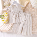 Children's clothing pink bowstops+pants suitsummernew arrivalgirl cute asia