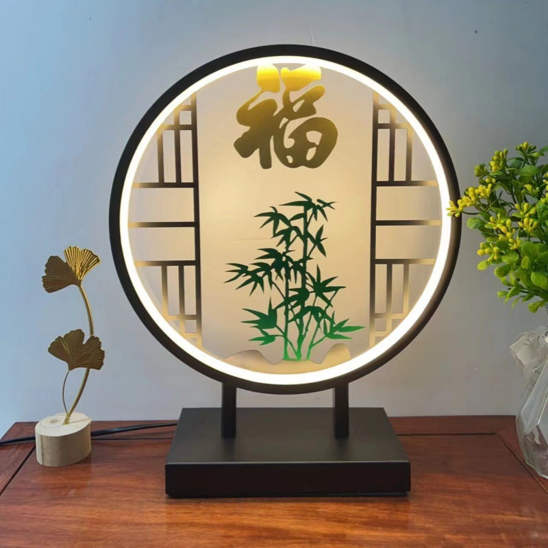 New chinoiserie table lamp bedroom bedside lamp zen ornaments wedding girl lotus creative gift home remote control lotus