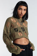 spring/summer new arrivals: european and american style women's fashion - sexy cutout top, trendy cropped knit sweater