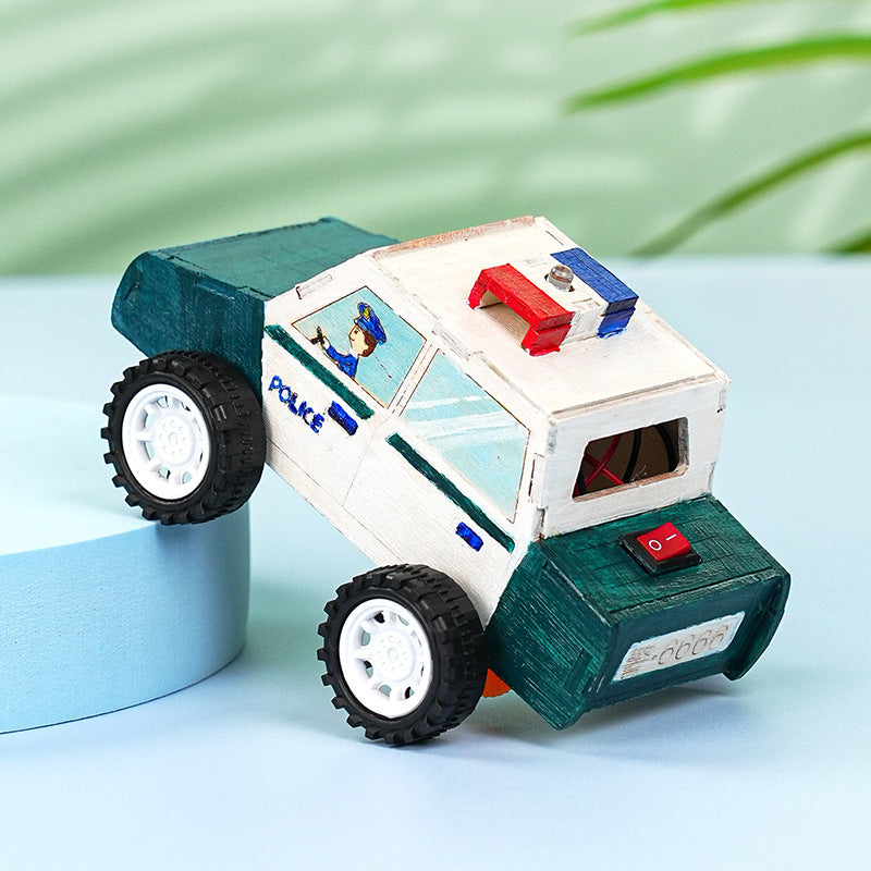 Police car sound, light and electricity parallel physical circuit technology small production children's manual assembly labor scientific experiment teaching aids