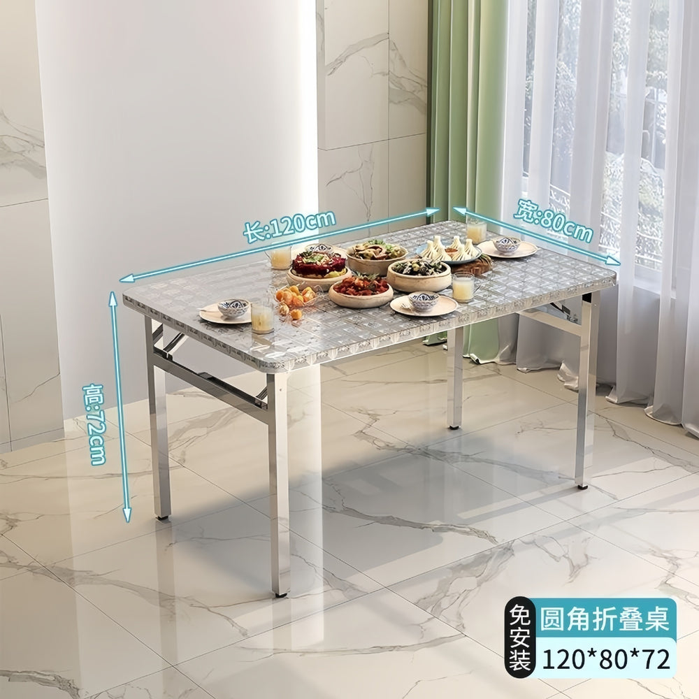 Extra thick stainless steel folding table - heavy duty, ideal for home, outdoor dining, commercial use, night markets, and bbq stalls