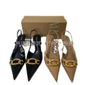 Za women's shoes 2024 summer new pointed toe stiletto heel pumps open back metal strap fashion women's shoes