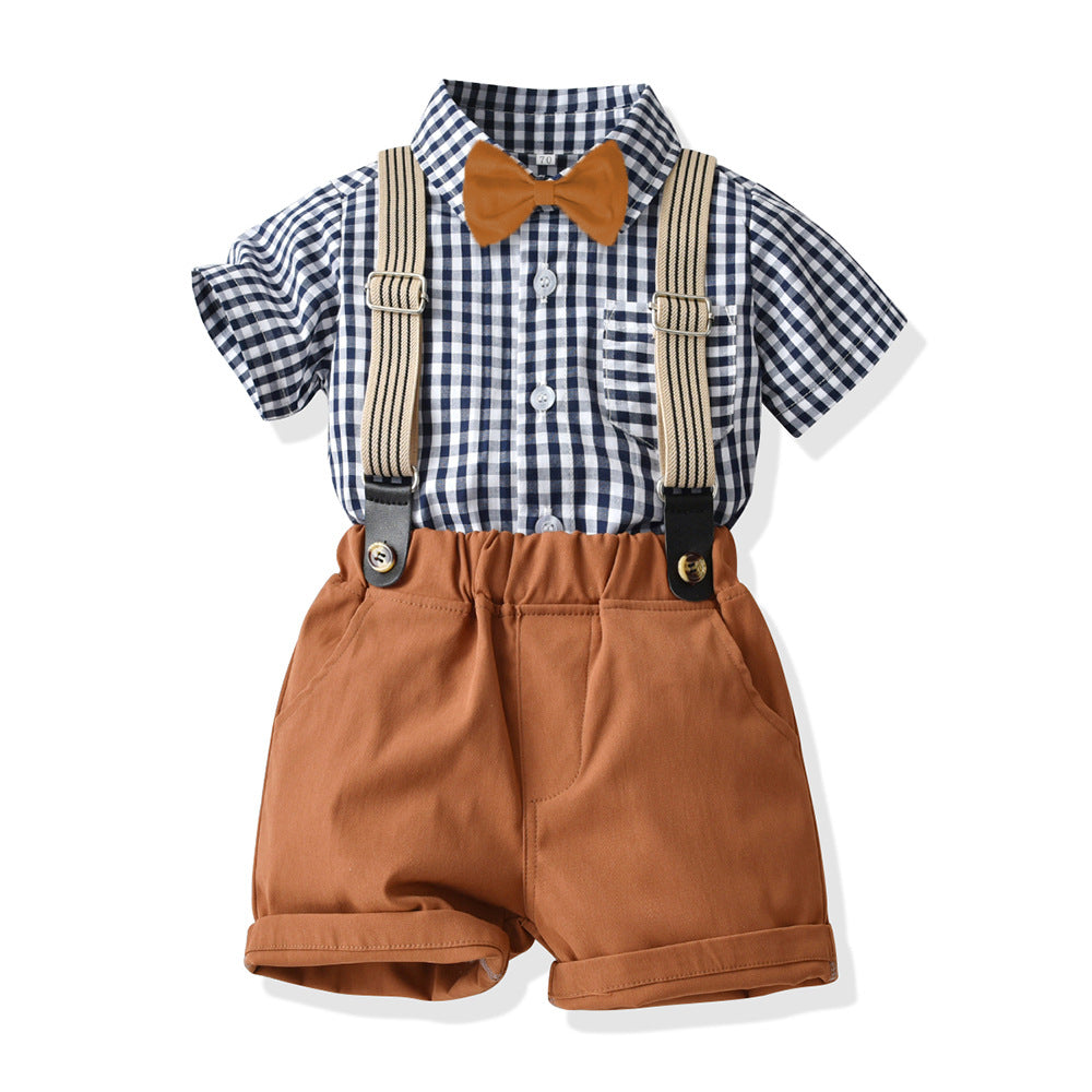 Boys' summer outfit set: new stylish baby trendy fashionable shirt, short-sleeve children's shirt, summer boys' shirt