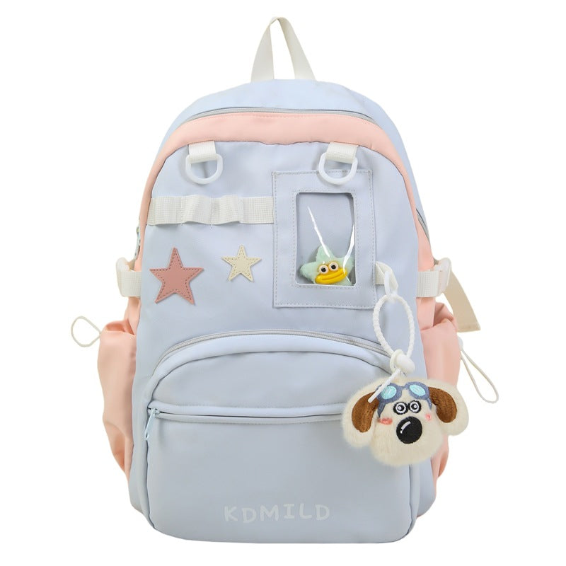 Small fresh nylon backpack girl 2025 new trendy college student schoolbag large capacity cute travel backpack