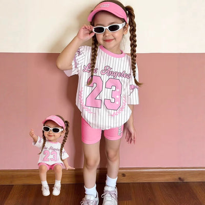 wholesale girls' short-sleeve and shorts sets, fashionable spring, summer, and autumn outfits for girls
