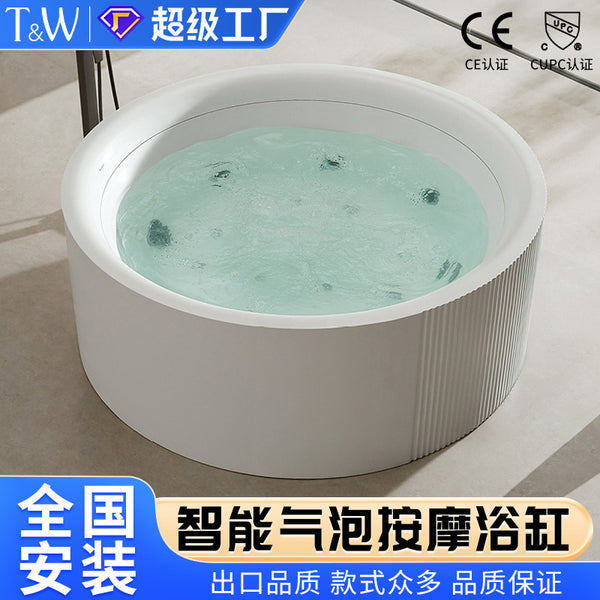 TW Traville Acrylic Jacuzzi Home Freestanding Great Falls Surf Bubble Round Double Bath
