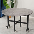 Foldable dining table - heavy duty, mobile, large round table - multi-functional dining table with wheels - storage round table - foldable