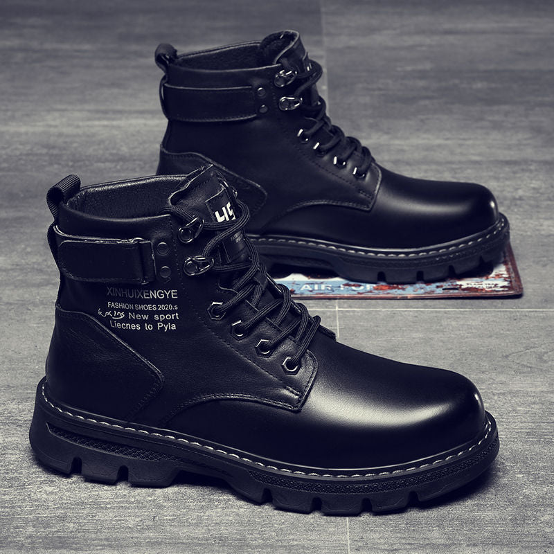 Boots men autum men's shoes 2025new arrivalmen boots k-style high-top shoes easiest for matchworkwear boots casual leather shoes