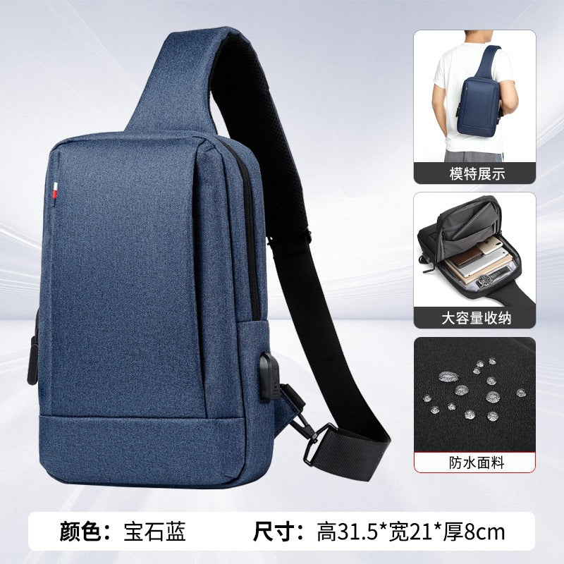 Cross-border fashion men's breast bag high-end casual women's shoulder messenger bag trendy travel chest bag waterproof shoulder bag