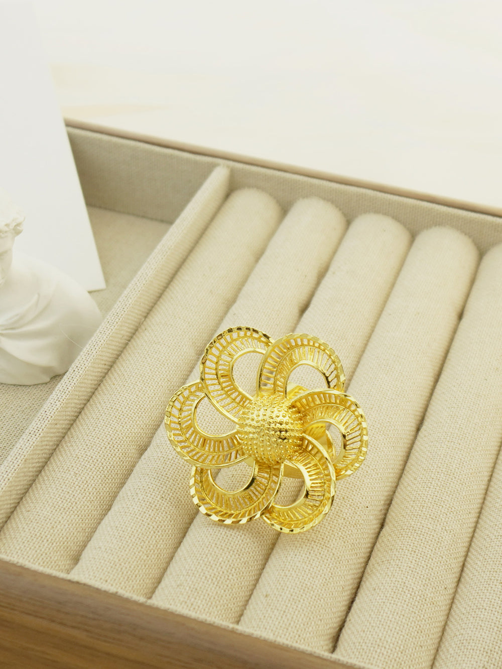 new arrivalflorals leaf design rotate flower fashion cut out ring bridal wedding birthday party gift
