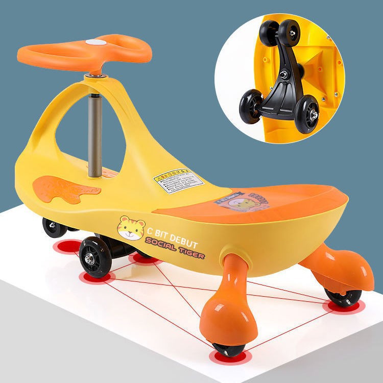Kids' twist and go car - adorable tiger design - ride-on toy for 1-year-olds - rocking car - adult-friendly twist and go car for ages 1-3