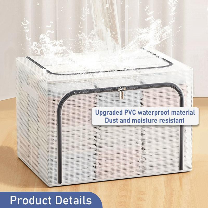 24L/66L/100L Clothes Storage Box Transparent Foldable