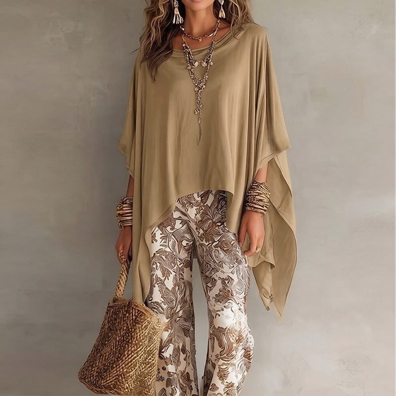 summer new arrivals: women's fashion - european & american export style - trendy vacation vibes - solid color batwing sleeve loose top