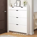 Ultra-thin flip-top shoe cabinet, modern minimalist design, perfect for small apartments. entryway console with concealed handles, multi-layered dustproof storage shoe rack