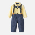 Children's spring outfit: boy's cotton korean style shirt, overalls, and bow tie set - wholesale available, perfect for first birthday celebrations