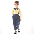 Children's spring outfit: boy's cotton korean style shirt, overalls, and bow tie set - wholesale available, perfect for first birthday celebrations