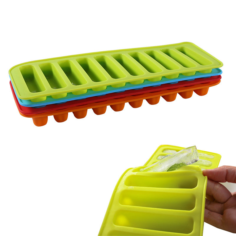 Cylindrical silicone ice cube tray mold - 10-cavity finger mold for cookies, ice pops, ice cubes, and chocolate diy