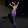 hot-selling european and american women's clothing sexy ripped tight-fitting hip-hugging dress hot diamond printing long skirt