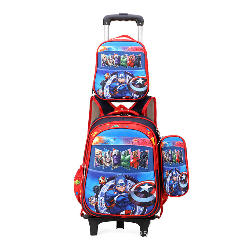 New  primary school students tie rod schoolbag 1-6 grades boys and girls backpack lunch bag cartoon children's bag