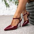 Women's high heel sandals fashion party burgundy stiletto heels fashion pointed toe minimalist high heels new women's shoes
