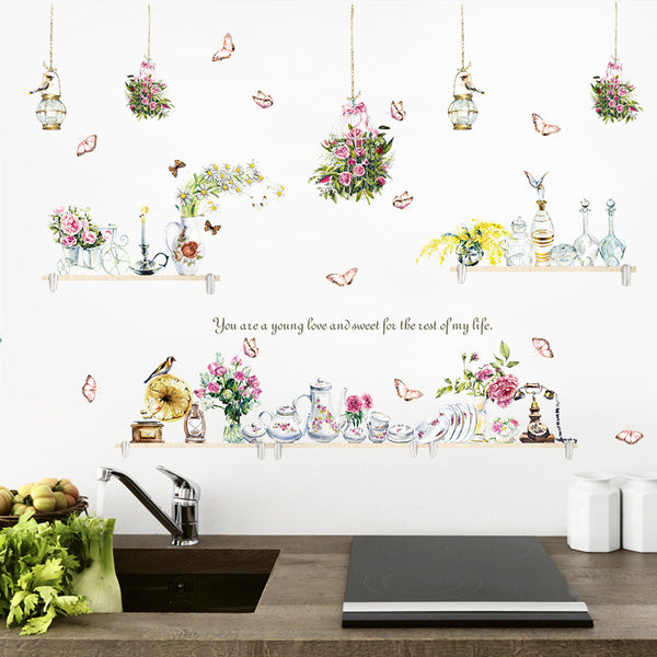 European tableware hanging basket decorative sticker kitchen refrigerator restaurant bar background decorative sticker wall sticker HM92068