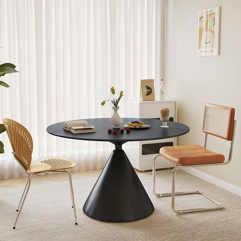 French-style negotiation table, rock slab round dining table, pure white modern minimalist round table, small apartment home dining table and chair set