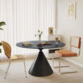 French-style negotiation table, rock slab round dining table, pure white modern minimalist round table, small apartment home dining table and chair set