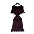 Xiaoxiangfengclassy contrast colorbows strappy long sleevesdress women's metal buckle waist slimming lookknitting short skirt