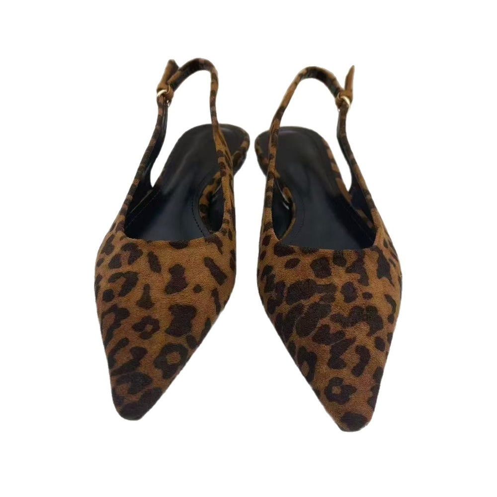 Za2025winternew arrivalclassyflats leopard print pointed toe elegant toe flats fashioneasiest for matchflats high quality
