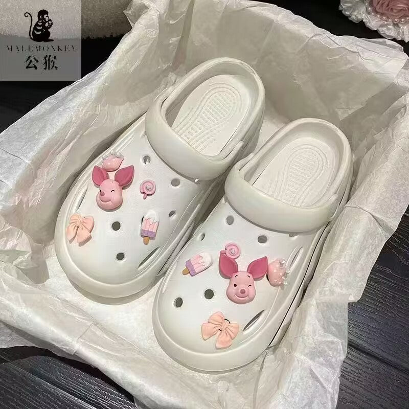 Women's clogs summer wholesale outdoor wear 2024 new thick sole beach couple closed toe half slippers women's sandals