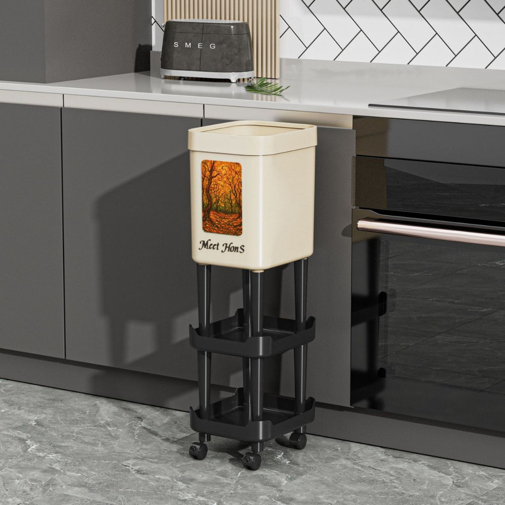 No-bending, high-style new tall kitchen trash can, household large-capacity wheeled and movable sanitary bin