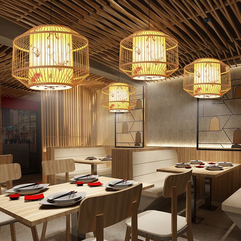 Bamboo Lantern Chandelier Chinese Hotel Engineering Lobby Restaurant Hot Pot Restaurant Hotel Box Bamboo Art Restaurant Lighting