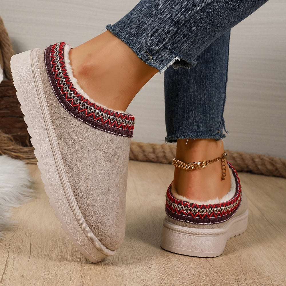 44exportplus size cotton slippers for women outwear lacethick sole lazy slippers winterfleece-lined toe slippers