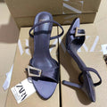Za2024summernew arrival high-heeled back strap one-strap rhinestone buckle decoration fashionoutwear women's sandals