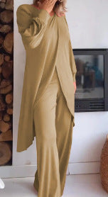 fashion new women's long sleevessuitloose pantssuitasymmetricalfashioncasual cross plus size two pieces
